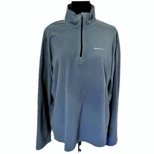 EDDIE BAUER Men’s Polartec Fleece Quarter Zip Pullover Size Large Steel Blue